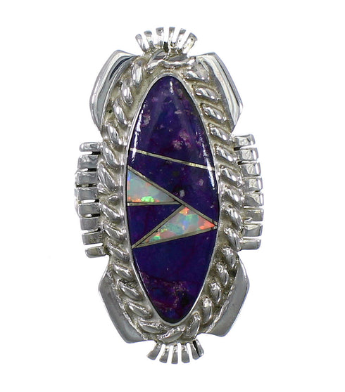 Magenta Turquoise Opal Southwest Silver Ring Size 5-1/4 TX45896